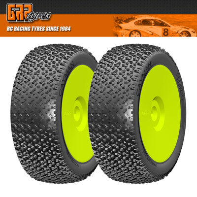 NEW GRP 1:8 Buggy CAYMAN A Soft Mounted Tires with Yellow Wheel (2) : F/R