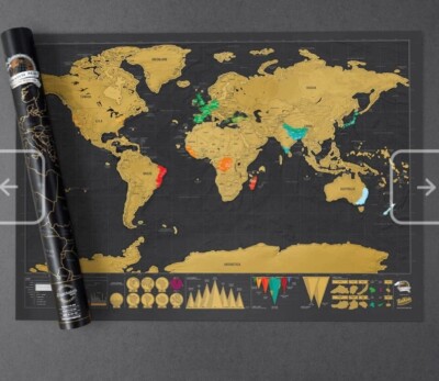 Luckies Scratch Map Deluxe World Map Poster Personal Travel New Open Box 