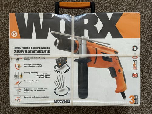 GENUINE BRAND NEW WORX HAMMER DRILL HEAVY DUTY WX7HD 240v 710w - SEAL PACK