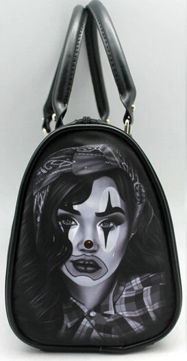 David Gonzales Art Chicana Chola Style Hat Clown Bandana Handbag Purse Lowrider - Image 3 of 4