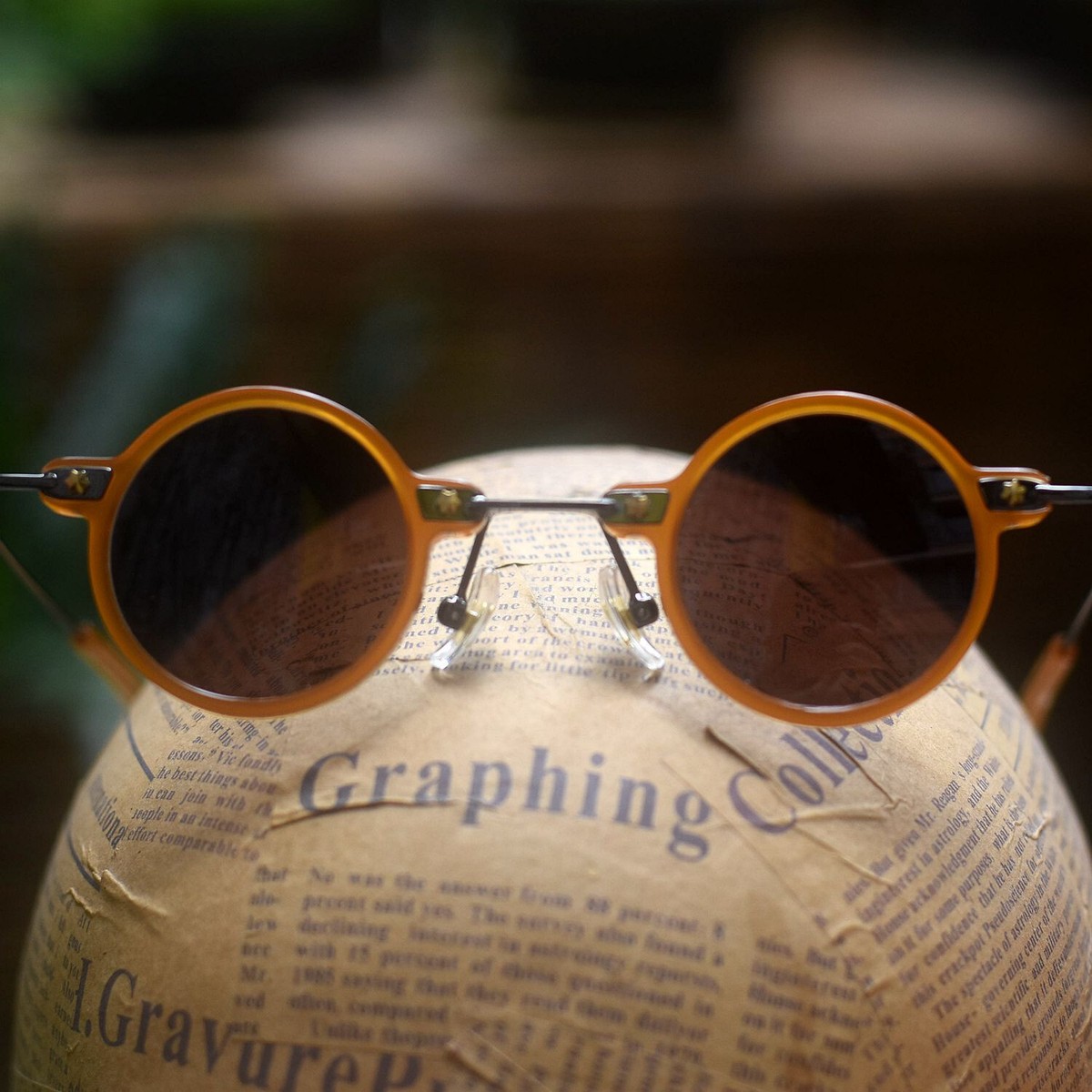Vintage Round Brown sunglasses men brown polarized 