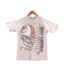 Vintage 1996 Miami Dolphins Riddell T-Shirt Mens Medium Heather Grey NFL 90s USA
