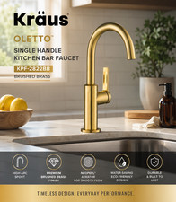 KRAUS Oletto Single Handle Kitchen Bar Faucet in Brushed Brass, KPF-2822BB