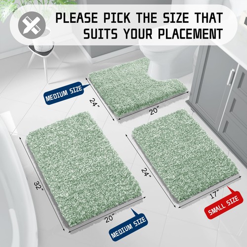 Bathroom Rugs Sets 2 Piece, Soft Absorbent Bath Mat and U-Shaped Toilet Rug w... - Picture 6 of 8