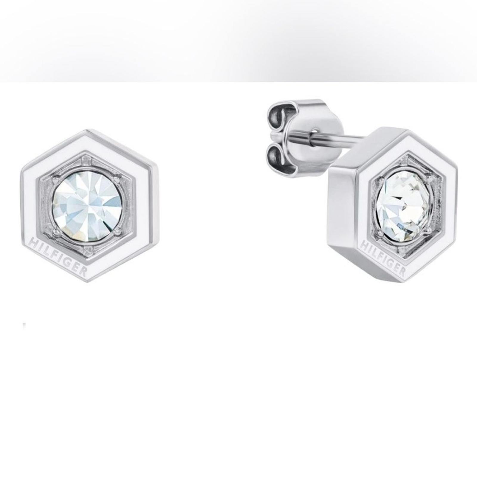 Tommy Hilfiger Hexagonal Stainless Steel Enamel Stud Earring