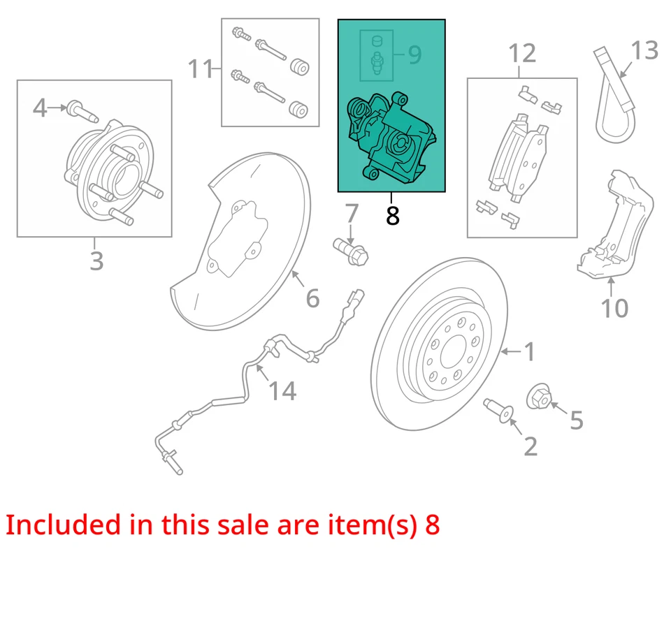 Pinza de freno derecha pasajero trasero Ford Explorer 2011-2019 Q2UUJ Foto 2 de 3