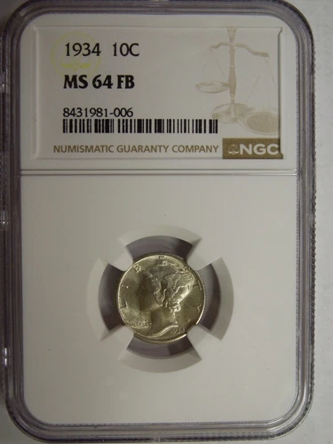 NGC MS 64 Full Bell Lines 1934 Mercury Dime