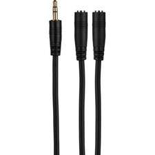 3.5mm Gold Stereo Male to Two 3.5mm Stereo Female Y Adapter Splitter Cable 3"