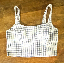 Abercrombie  Fitch Women's Check Bustier Corset Top White/Blue Zip M