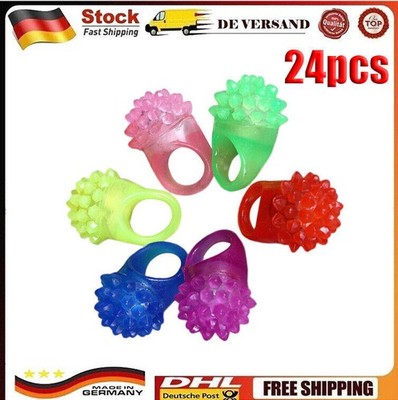 24 Pcs Leucht LED Ringe Fingerringe Licht Blinkringe Groß Geburtstag Party Favor