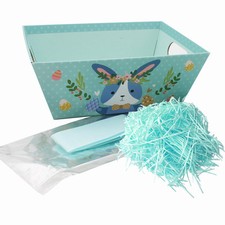Easter Hamper Basket Kit Gift Box Tissue Paper Bag and Ribbon - Green