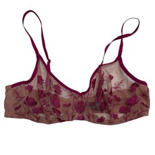 NATORI Botanique Bra 724272 Pink Nude Embroidered Unlined 34B Floral