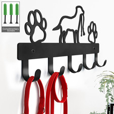 Metal Dog Leash Holder with 5 Hooks   Wall-Mounted Key  Coat Organizer Rack