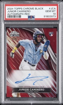 2024 TOPPS CHROME BLACK AUTOS RED REFRACTOR #JCA JUNIOR CAMINERO 4/5 PSA 10