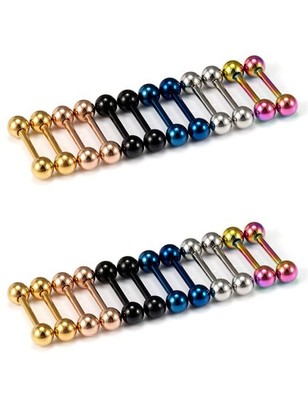 Oufksiyy 24pc 14G 16G Mixed Color Surgical Stainless Steel Straight Barbell T...