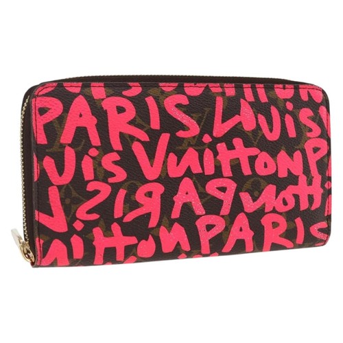 LOUIS VUITTON Monogram Graffiti Zippy Wallet Wallet Pink M93710 Auth LNZ129V