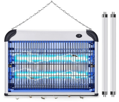 Lámpara Eléctrica Mata Mosquitos 3800V Interior con 2 Bombillas Repuesto, Nuevo