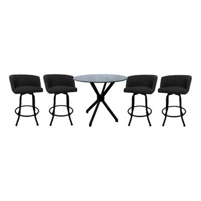 Crackle Glass Metal Pub Set 26'' Swivel Counter Stools Joey Black Lava - Black