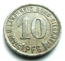 (934) RARE NOTGELD  COIN  10 PFENNIG - 1919 - CITY  OF BONN - SIEGKREIS