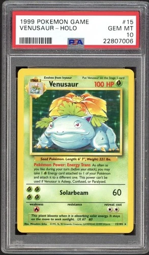 POKEMON GAME BASE SET VENUSAUR 1999 #15 HOLO PSA 10