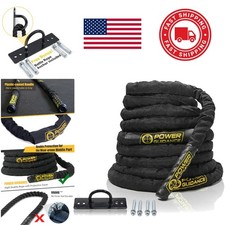 Poly Dacron Battle Rope 1.5 Inch x 50 Feet with Protective Cover for Workouts