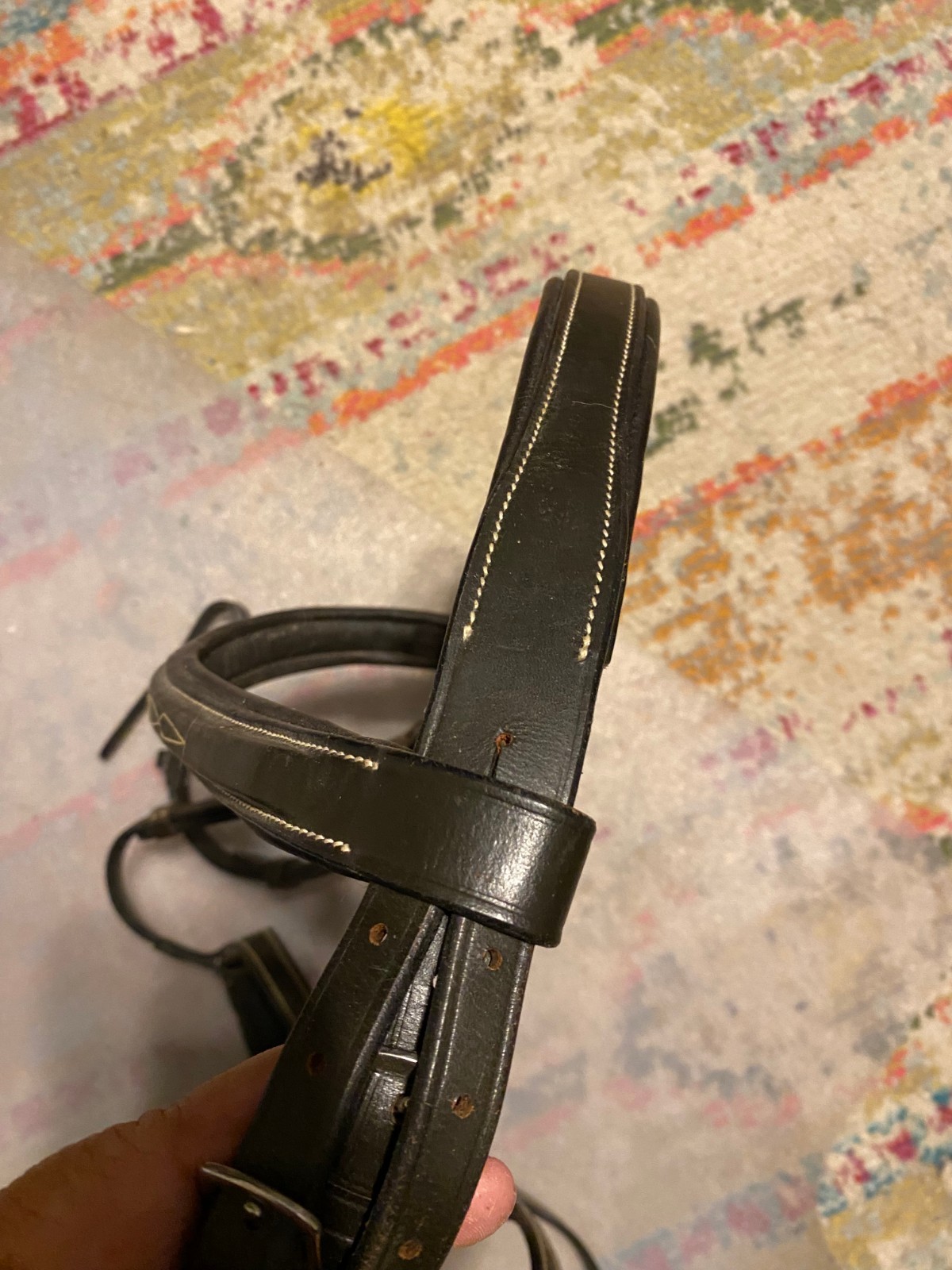 used english full size bridle padded fancy stitched soft free shipping