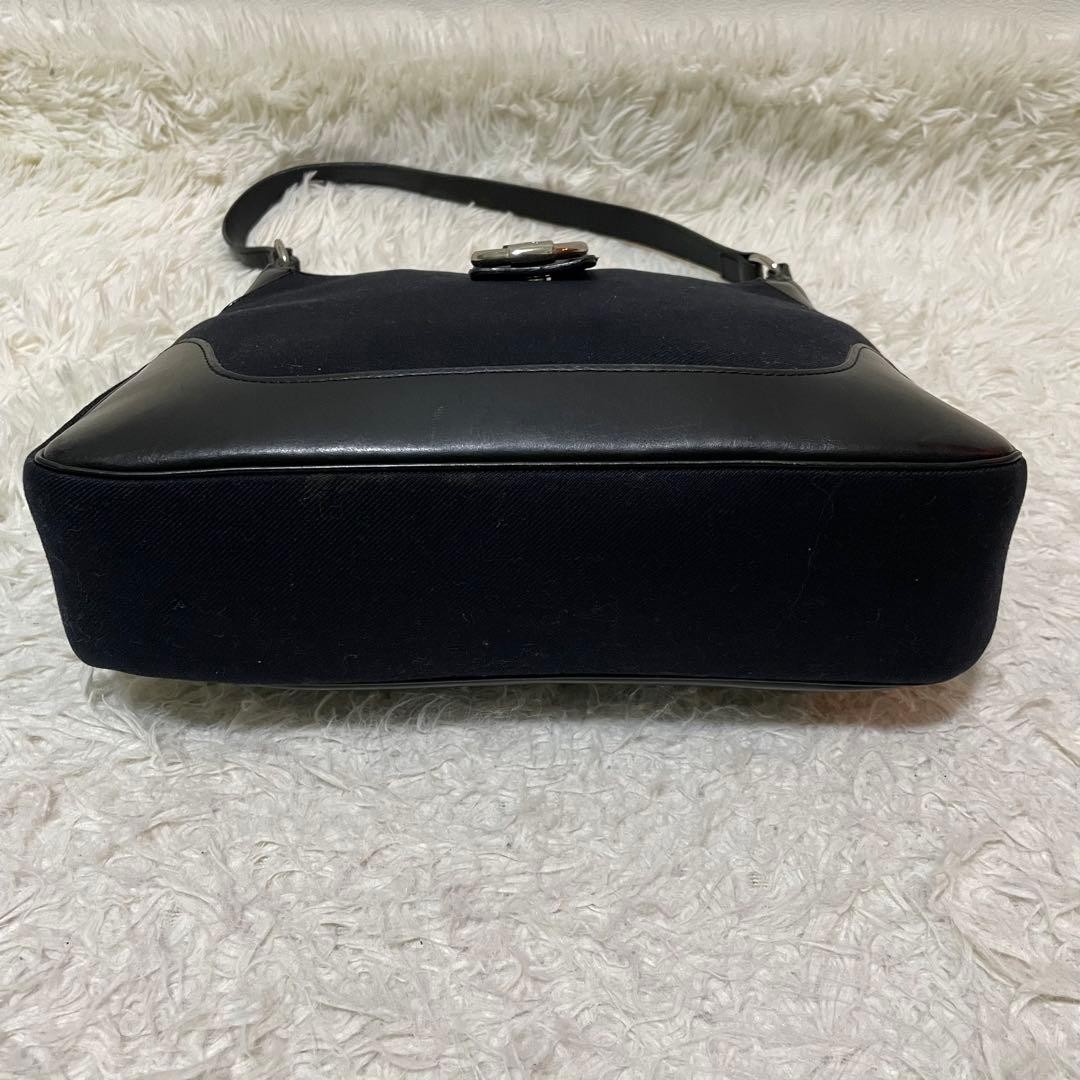 Burberry Blue Label One Shoulder Bag Dark Navy Leather Horse Logo Hobo Bag New thumbnail 8