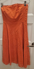 J Crew Melon orange 100% Cotton Seersucker Strapless Lined Dress Sz 4