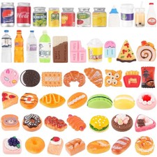 50Pcs Miniature Food Drinks Bottle Soda Pop Cans, Pretend Play Mini Kitchen G...