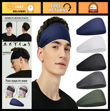 5 Pack Sports Headbands - Moisture Wicking Sweatbands for Running, Yoga, Cycling