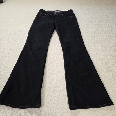 Paige Hidden Hills Petite Flare Jeans Dark Wash Indigo Size 30 Low Rise Stretch