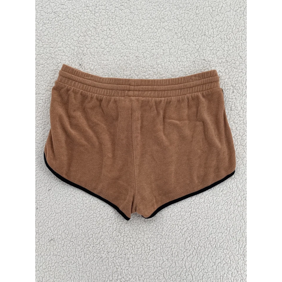 Pantalones Cortos FOREVER 21 Mujer Talla L Tostado Terry Paño Y2K Retro Cordón Cintura Salón Foto 3 de 4