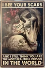 TIN SIGN 8x12 Lovers Tattoos Skulls Relationship Couple Marriage Scars DD11