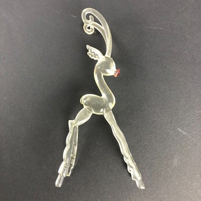 Don Manning NOSCO Deer Figurine Clear plastic Curled antlers MCM 40s VTG 5''
