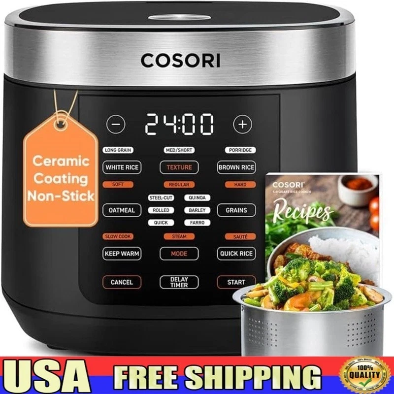 Fuzzy Logic Rice Cooker 10 Cup Automatic Cooker Quick Rice Timer Dishwasher Safe