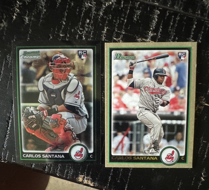 Bowman 2009 Carlos Santana Rookie 2-Card Lot Chrome Cleveland Indians