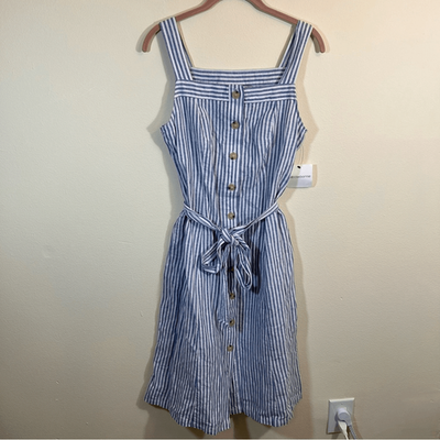 chinese dress ladies Women's Jada Dress in Navy Linen Stripe main image 0