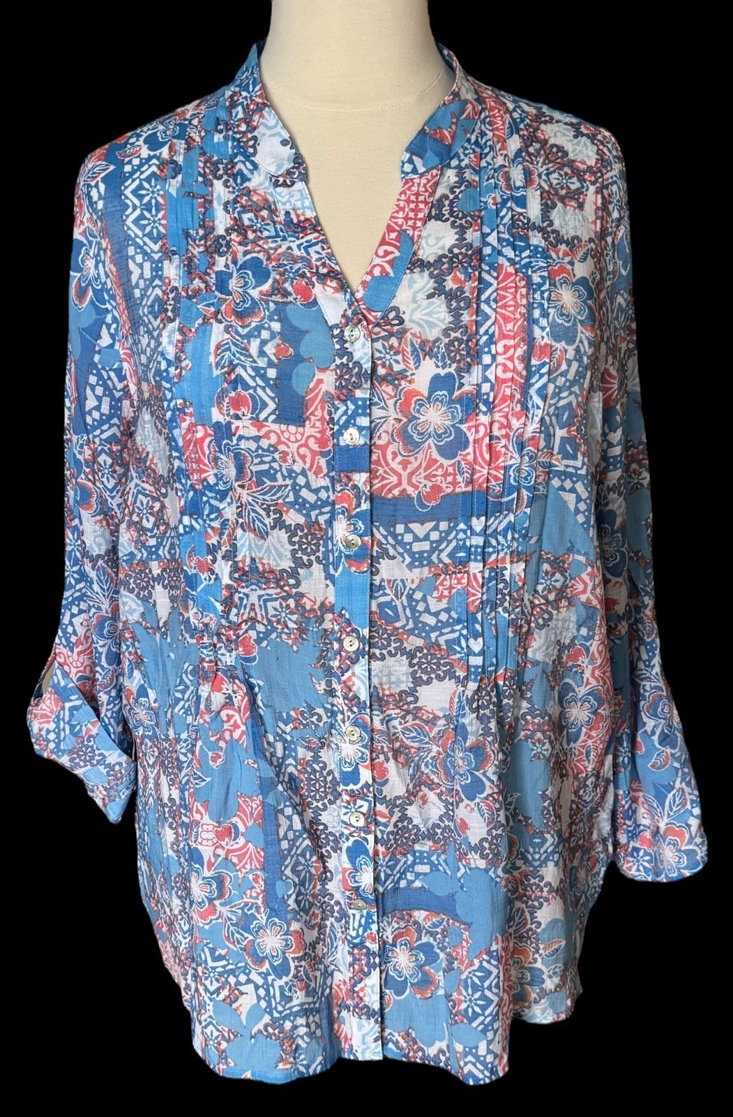 Ruby Rd. Silky Gauze Patio Party Patchwork Button… - image 2