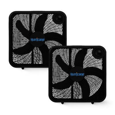 Hurricane 20'' Classic Series Floor Box Fan with 3 Speed Settings, Black, 2 Pack