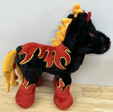 Webkinz Night Mare Horse 9" HM398 Black Red Flames Fire Plush No Code 