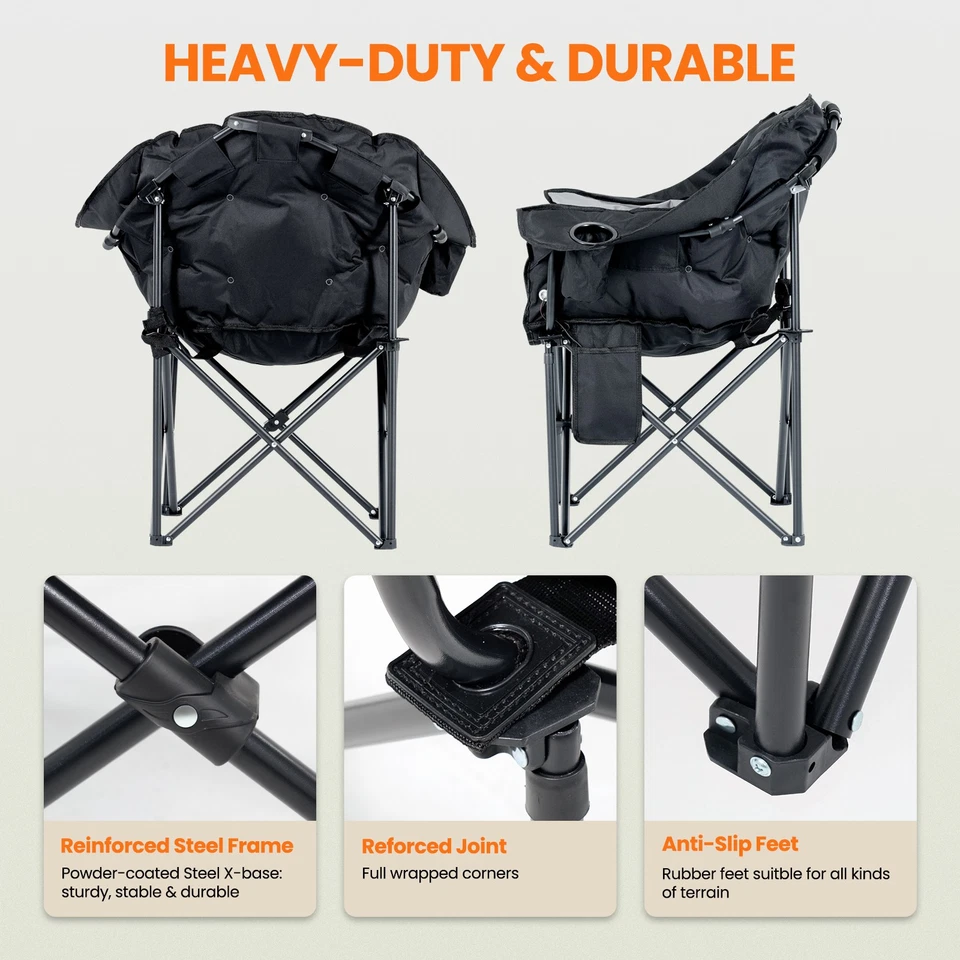 NAIZEA Heated Camping Chair Massage Chair With 3 Heat Levels Padded Sports Chair - Image 3 of 4