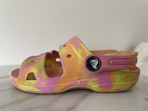 Crocs Marbled Sandale Clog Schuhe Iconic Comfort 207779 Gr. C10 Kind rosa gelb - Bild 3 von 24