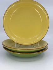 3 Vietri Cucina Fresca Saffron / Sage 3 SALAD PLATES Italy Yellow / Green LOVELY