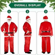 Plus Size Santa Claus Costume for Adult,5PCS Santa Suit Adults Men