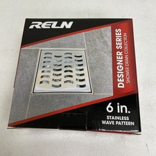 RELN 6 in. x 6 in. Stainless Steel Square Shower Drain Wave Pattern Drain Cover