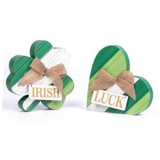St Patrick's Day Decorations for Table, 2 Pcs Wooden Shamrock Decor, St Large