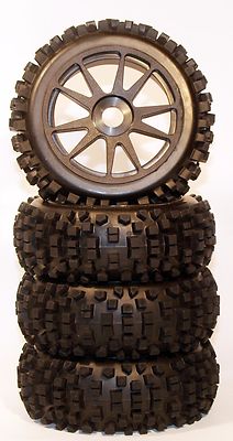 4PCS RC Off Road 1/8 Buggy Car Big-Blocks BSK Tires Glued Hex 17mm