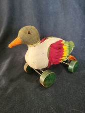 Antique Steiff Felt Duck Pull Toy with Glass Eyes