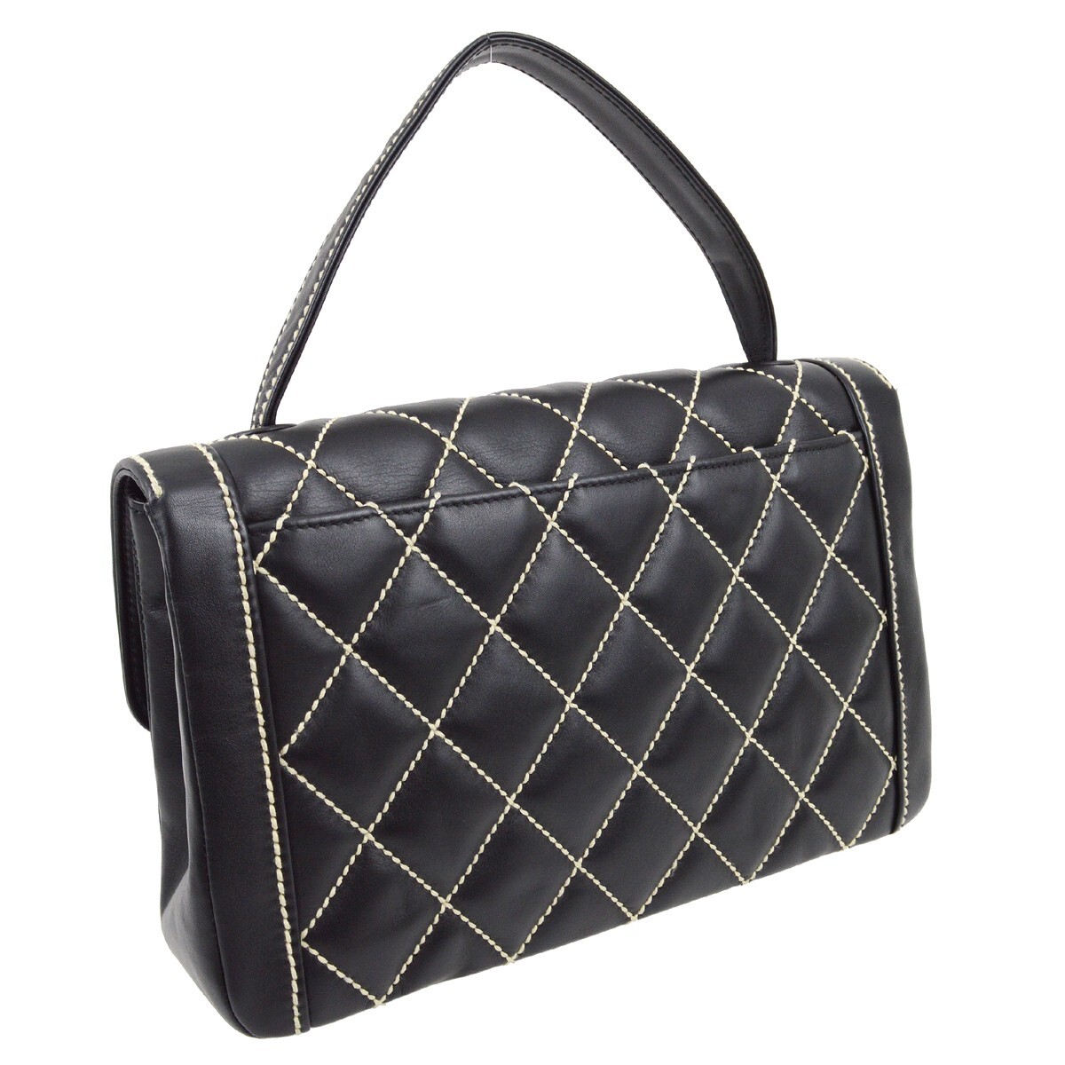 Chanel Black Calfskin Wild Stitch Handbag 182771 | eBay