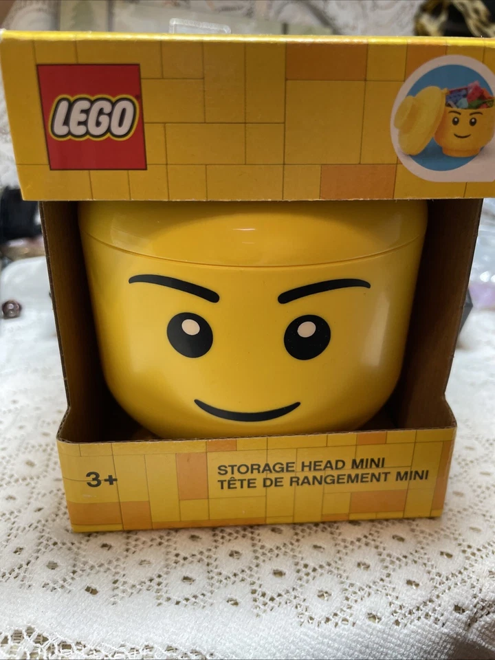 NEW STORGE LEGO HEAD MINI BOY YELLOW STORAGE CONTAINER AGE 3+ - Image 2 of 4